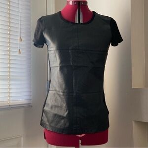Lauren Ralph Lauren Black Faux Leather Women's Top